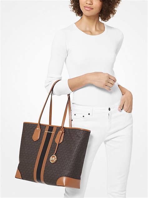 michael michael kors eva stripe tote|MICHAEL Michael Kors Eva Large Tote .